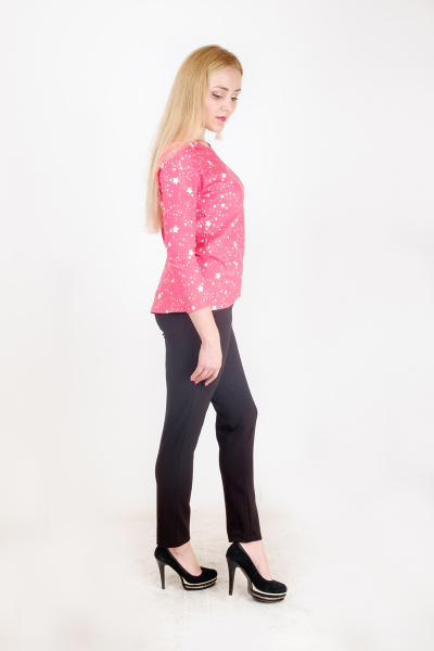 Джемпер из трикотажа с фигурным низом и лодочной горловиной Mita КМ361 розовый - фото 2