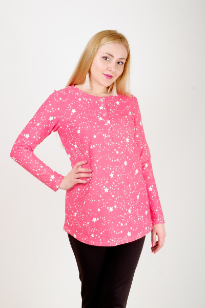 Круглогодичная туника А-образного силуэта с планкой на кнопках Mita ЖМ901 розовый - фото 2