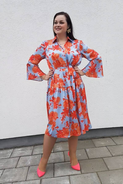 Платье полуприлегающего силуэта с воланом и рукавом Shymoda 106-18 - фото 1