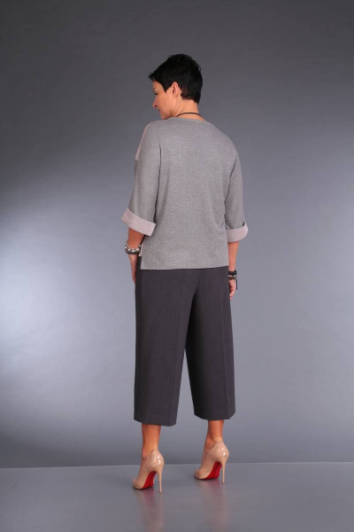 Демисезонный комплект из пуловера и кюлотов из текстиля ZigzagStyle 521 серый - фото 2