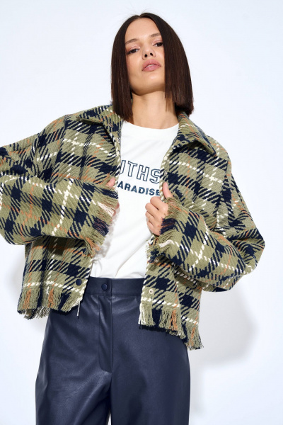 Эко-кожа брюки прямого кроя с карманами AG Green G460/6 синий - фото 6