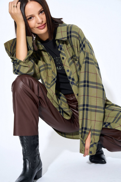 Экокожа брюки с высокой талией и карманами AG Green G460/6 коричневый - фото 6