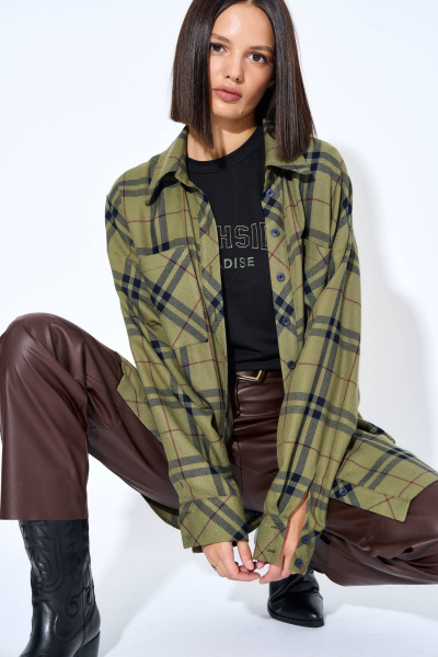 Экокожа брюки с высокой талией и карманами AG Green G460/6 коричневый - фото 5