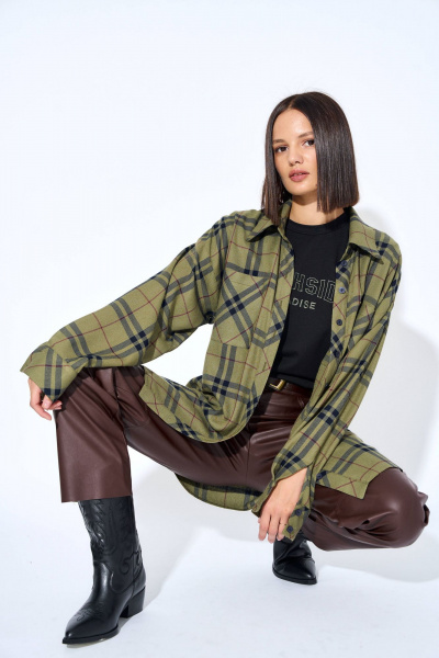 Экокожа брюки с высокой талией и карманами AG Green G460/6 коричневый - фото 4