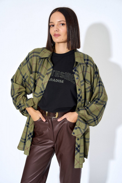 Экокожа брюки с высокой талией и карманами AG Green G460/6 коричневый - фото 3