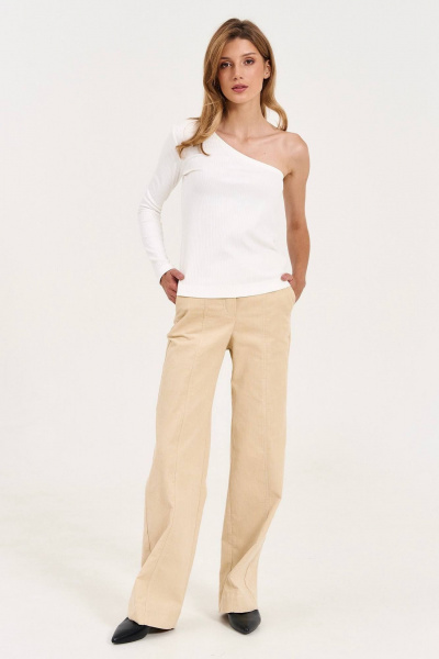Бежевые прямые брюки на шлевках LeNata 11343 бежевый - фото 6