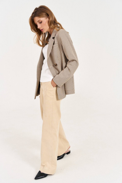 Бежевые прямые брюки на шлевках LeNata 11343 бежевый - фото 4