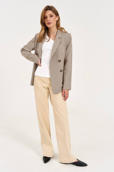 Бежевые прямые брюки на шлевках LeNata 11343 бежевый - фото 3