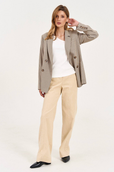 Бежевые прямые брюки на шлевках LeNata 11343 бежевый - фото 2