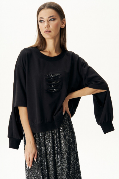 Длинная пайеточная юбка из трикотажа Fantazia Mod 4696 - фото 3