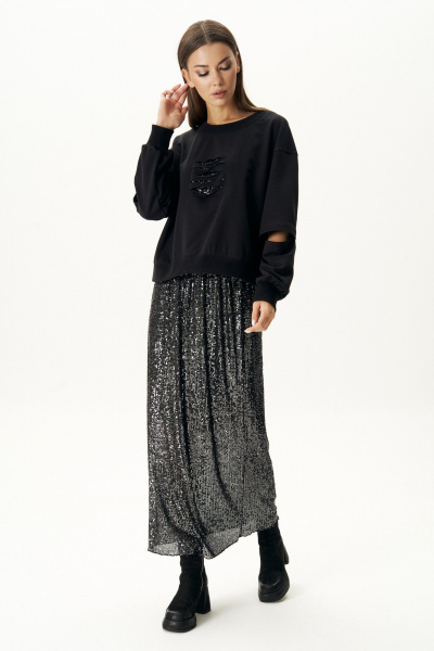 Длинная пайеточная юбка из трикотажа Fantazia Mod 4696 - фото 1