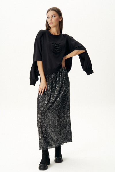 Длинная пайеточная юбка из трикотажа Fantazia Mod 4696 - фото 2