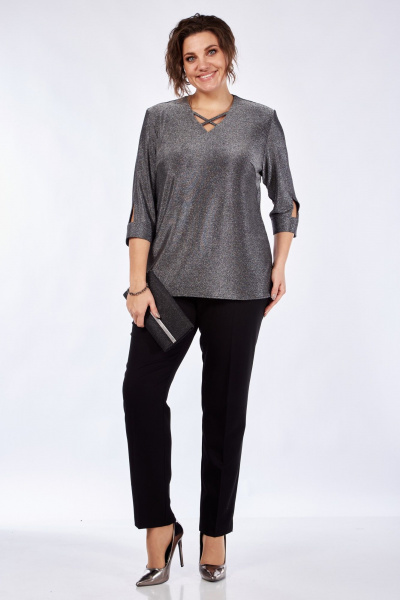 Зимнее длинное пальто из плащёвой ткани с капюшоном Элль-стиль 2259а серебро - фото 10