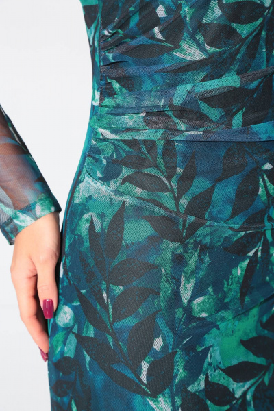 Длинное двубортное пальто со съемным поясом Verita 2266 бирюза - фото 6