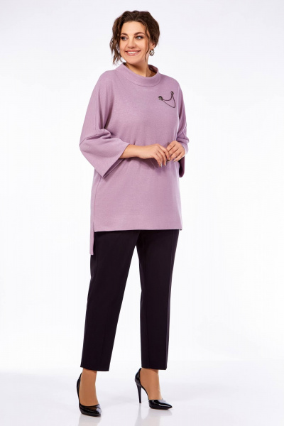 Брюки, джемпер Ольга Стиль С-775 черный_пудра - фото 4