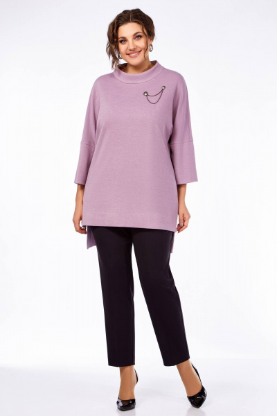 Брюки, джемпер Ольга Стиль С-775 черный_пудра - фото 3