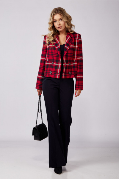 Брюки, жакет DOGGI 2920 синий+красн.клетка - фото 9