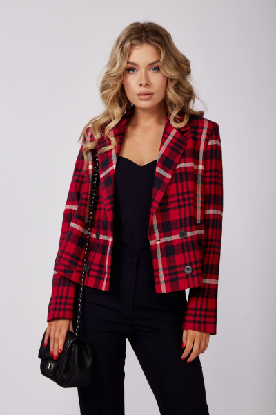 Брюки, жакет DOGGI 2920 синий+красн.клетка - фото 8