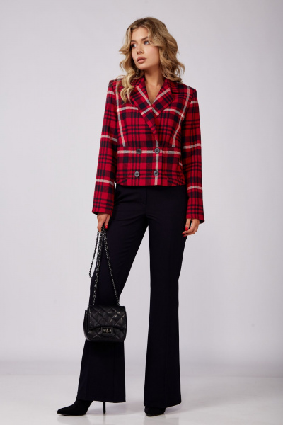 Брюки, жакет DOGGI 2920 синий+красн.клетка - фото 4