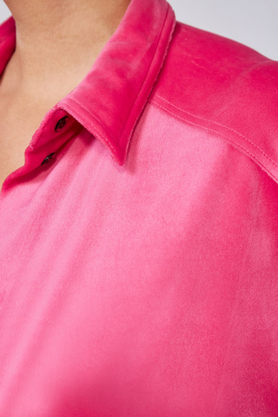 Рубашка из велюровой ткани с накладным карманом и разрезами Lady Secret 0187 фуксия - фото 4