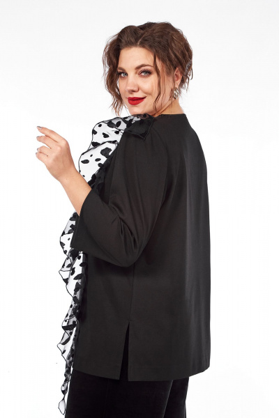 Черный нарядный джемпер с рюшей и пришивными камнями Jurimex 3040 - фото 3
