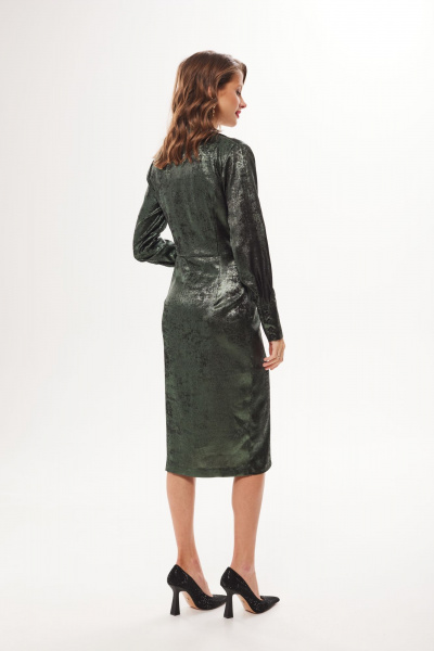Зеленое платье с приталенным силуэтом и блестящим эффектом DAVA 1198 зеленый - фото 5
