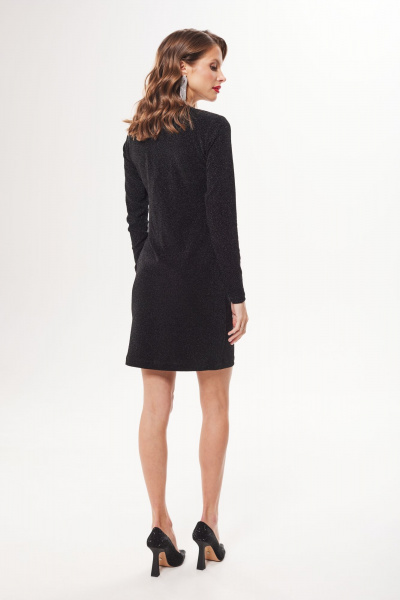Приталенное платье из трикотажа с металлизированным эффектом DAVA 1202 черный - фото 3