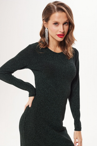 Платье с фигурным разрезом и металлизированной тесьмой DAVA 1203 зеленый - фото 3