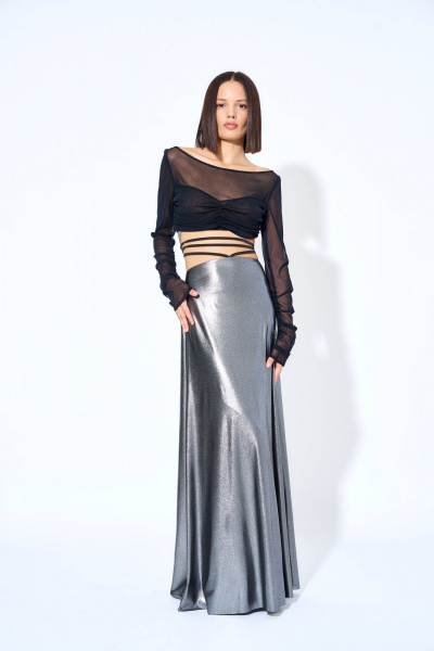 Круглогодичная юбка женская из трикотажа с шнурами AG Green G482/8 - фото 3