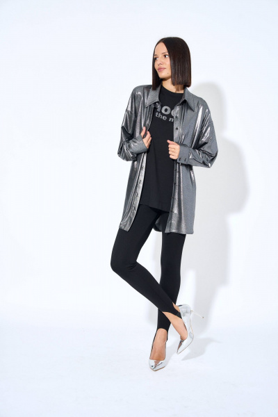 Блуза прямого силуэта из трикотажа с фигурным низом AG Green G483/3 серебряный - фото 6