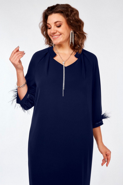 Платье с V-образным вырезом, регланом и съемным поясом Matini 3.1705 синий - фото 11