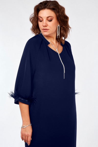 Платье с V-образным вырезом, регланом и съемным поясом Matini 3.1705 синий - фото 10