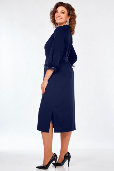 Платье с V-образным вырезом, регланом и съемным поясом Matini 3.1705 синий - фото 7