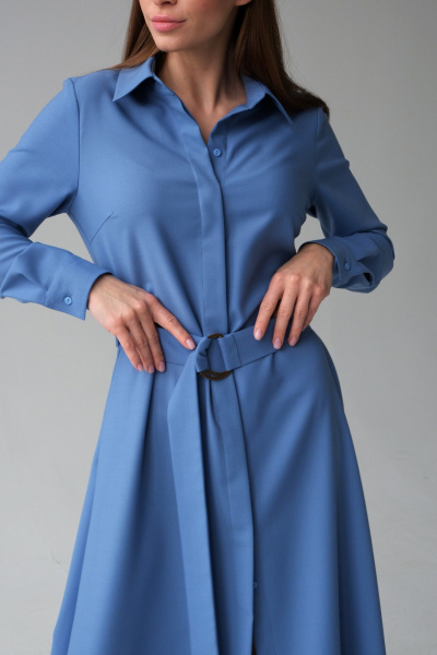 Платье-рубашка из костюмной ткани с поясом и карманами HELEN BIRCH Pl040 - фото 7