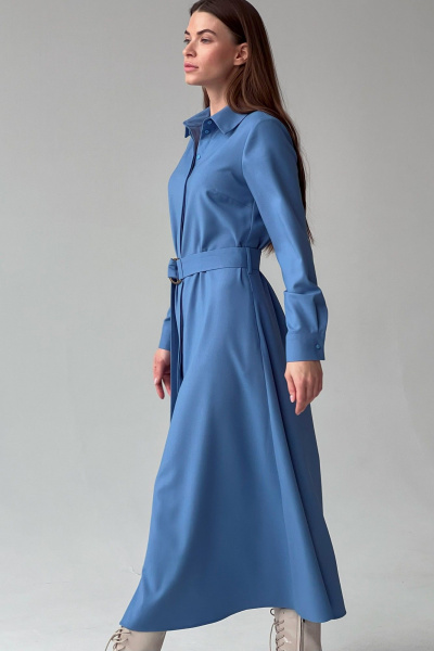 Платье-рубашка из костюмной ткани с поясом и карманами HELEN BIRCH Pl040 - фото 6