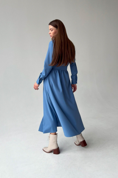 Платье-рубашка из костюмной ткани с поясом и карманами HELEN BIRCH Pl040 - фото 5