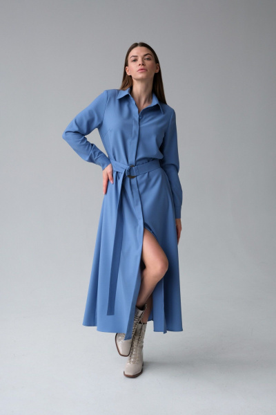 Платье-рубашка из костюмной ткани с поясом и карманами HELEN BIRCH Pl040 - фото 3
