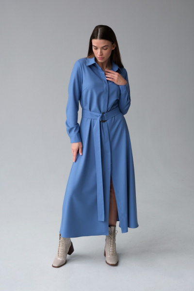 Платье-рубашка из костюмной ткани с поясом и карманами HELEN BIRCH Pl040 - фото 2