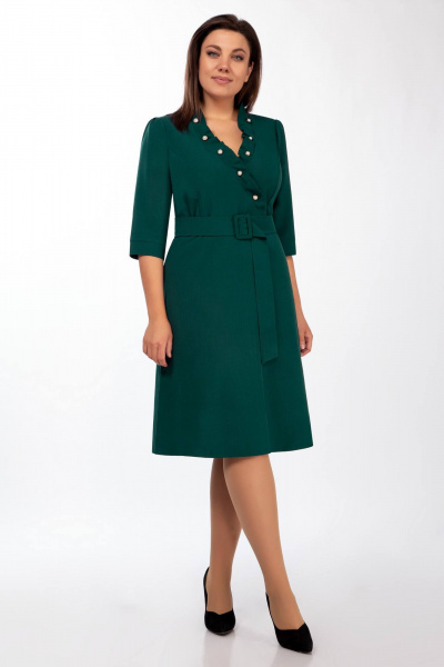 Платье женское круглогодичное из шелковистой ткани Sharm-Art 1010 зеленый - фото 1