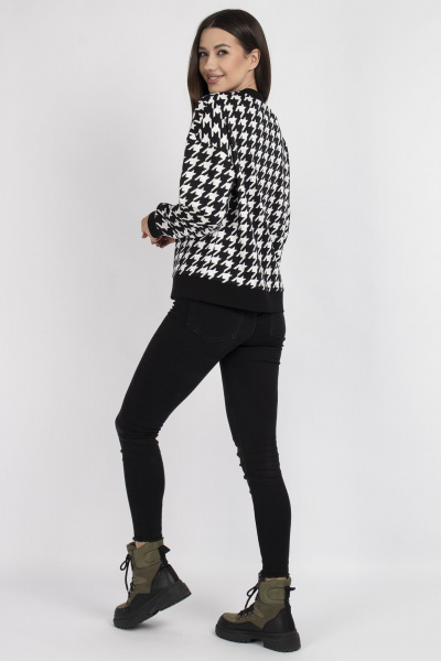 Джемпер женский прямой с принтом гусиной лапки VIZAVI 705 ч/б_гусиная_лапка - фото 9