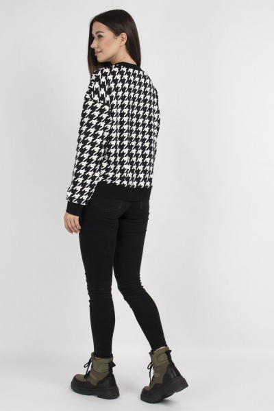 Джемпер женский прямой с принтом гусиной лапки VIZAVI 705 ч/б_гусиная_лапка - фото 10