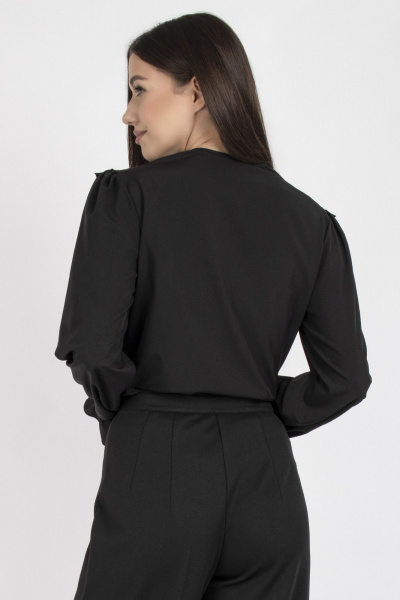 Блуза с кружева и двойными рюшами для нарядных образов VIZAVI 708 черный - фото 10