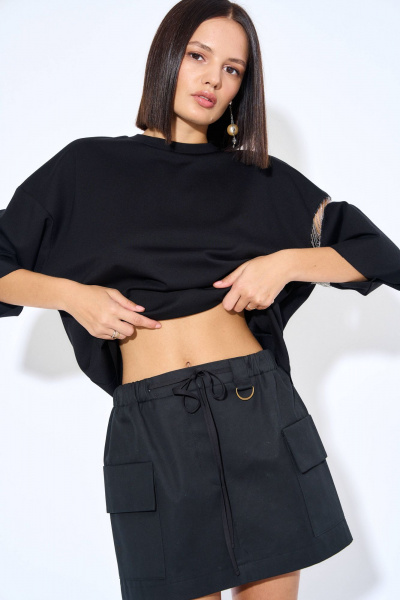 Короткая юбка из костюмно-плательной ткани с эластичным поясом AG Green G488/8 - фото 5