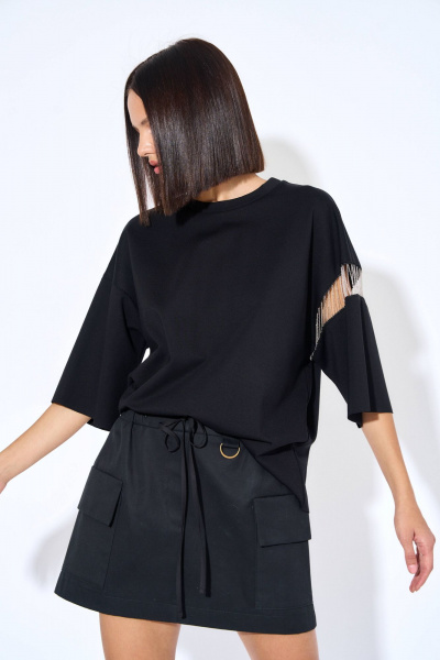 Короткая юбка из костюмно-плательной ткани с эластичным поясом AG Green G488/8 - фото 4