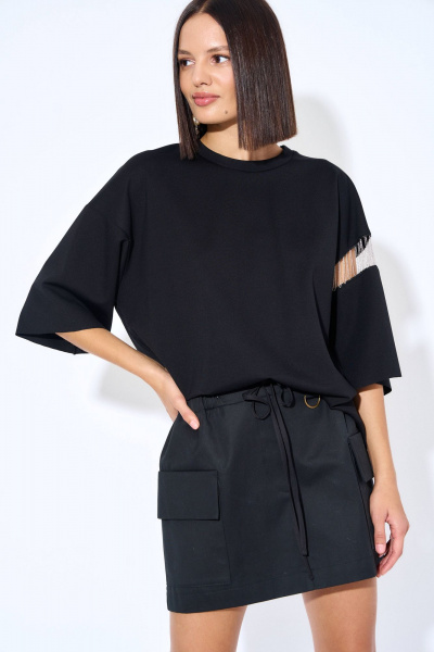 Короткая юбка из костюмно-плательной ткани с эластичным поясом AG Green G488/8 - фото 1