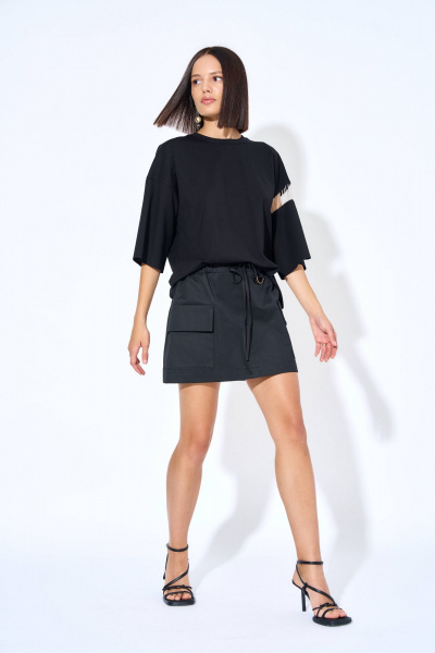 Короткая юбка из костюмно-плательной ткани с эластичным поясом AG Green G488/8 - фото 2