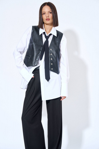 Жилет из экокожи с прорезными карманами и центральной застежкой AG Green G490/5 - фото 4