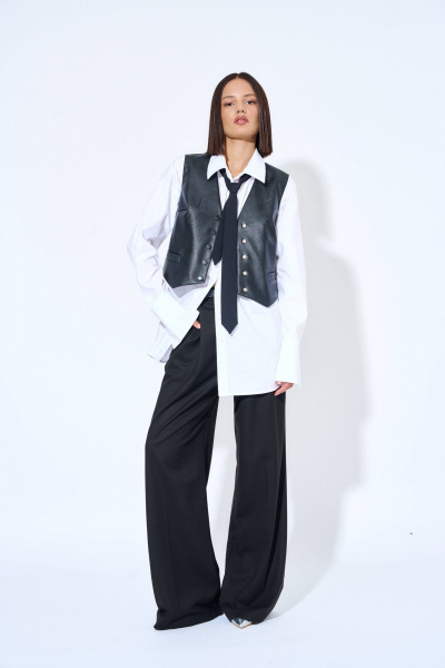 Жилет из экокожи с прорезными карманами и центральной застежкой AG Green G490/5 - фото 2