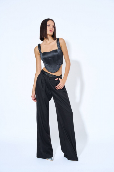 Брюки из костюмно-плательной ткани с боковыми складками AG Green G493/6 - фото 1