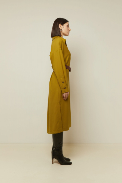 Платье из шерстяного текстиля на каждый день с классическим стилем Elema 5К-12923-1-164 олива - фото 3